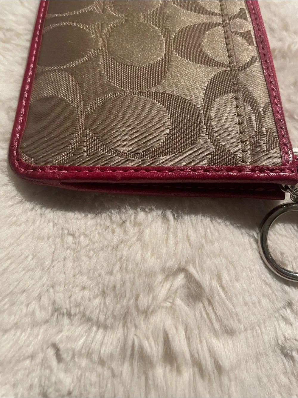 Coach Vintage Poppy Signature Card Holder Key Chain